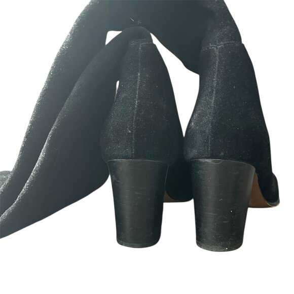 EN THREAD Women's Over Knee High Tall Zip Black Suede Leather Boots US 7 - Picture 5 of 6
